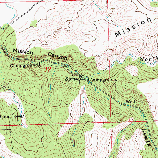 Topographic Map of 26N24E32DACB01 Spring, MT