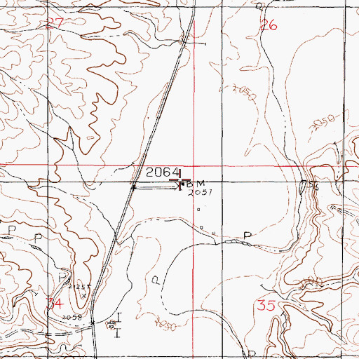 Topographic Map of 26N45E34AAAD01 Well, MT