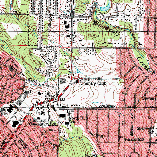 Topographic Map of North Hills Country Club, AR