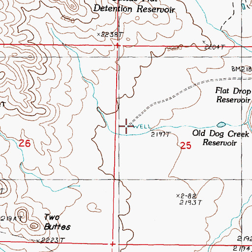 Topographic Map of 26N38E25BCCA01 Well, MT