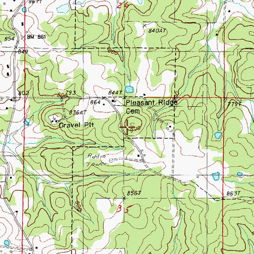 Topographic Map of Oxford Lookout Tower, AR