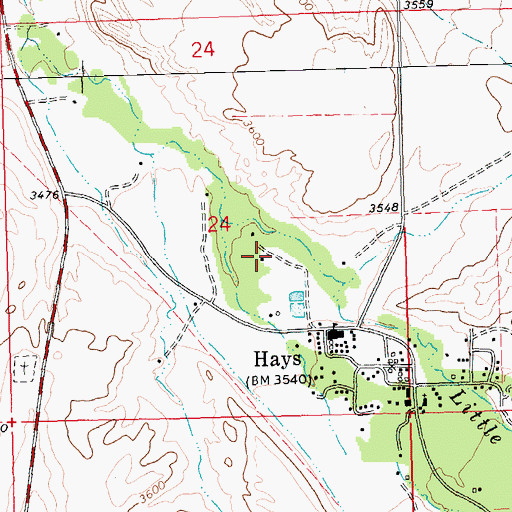 Topographic Map of 26N23E24DBA_01 Well, MT