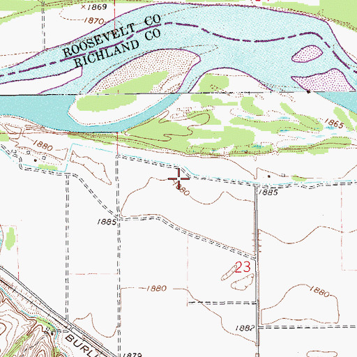 Topographic Map of 26N59E23BBDA01 Well, MT