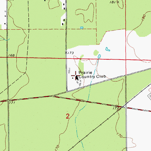 Topographic Map of Prairie Country Club, AR