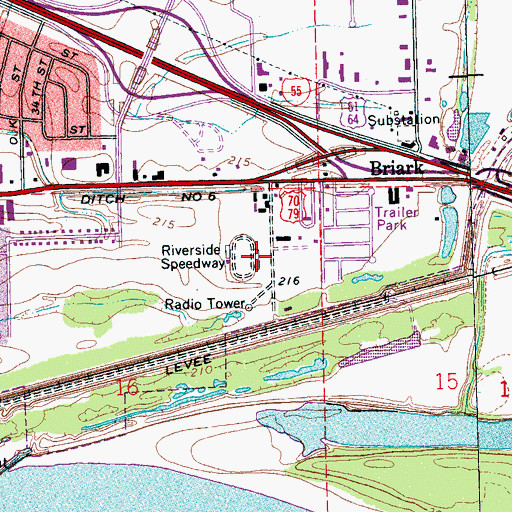 Topographic Map of Riverside Speedway, AR