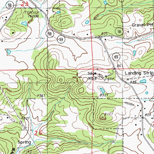 Topographic Map of Sage Lookout Tower, AR