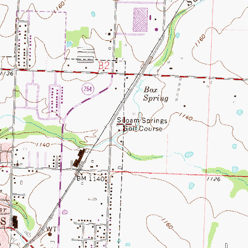 Topographic Map of Siloam Springs Golf Course, AR