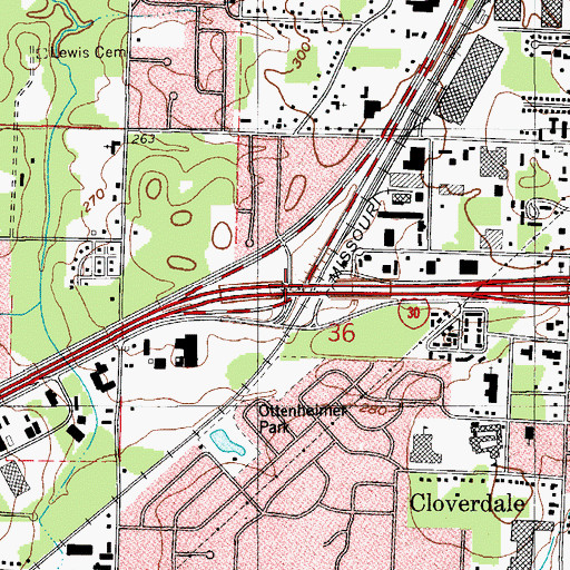 Topographic Map of South Bypass Interchange, AR
