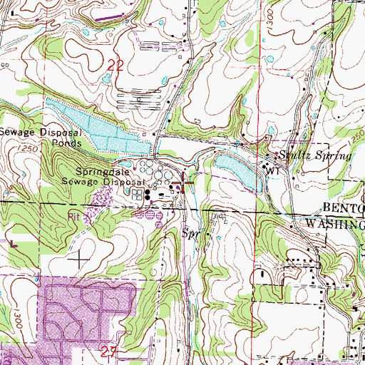 Topographic Map of Springdale Sewage Disposal, AR