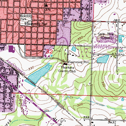 Topographic Map of Texarkana Country Club, AR