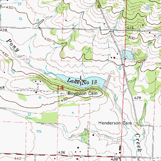 Topographic Map of Lake Number Thirteen, AR