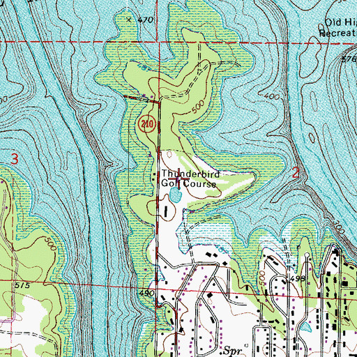 Topographic Map of Thunderbird Golf Course, AR