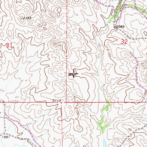 Topographic Map of 27N56E32CCBA01 Well, MT