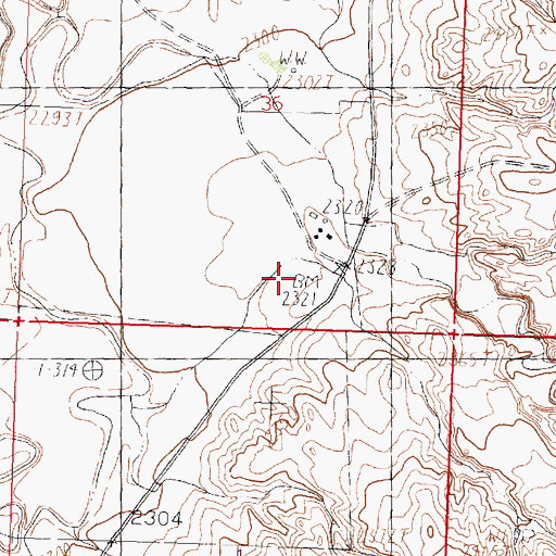 Topographic Map of 27N32E36DC__01 Well, MT