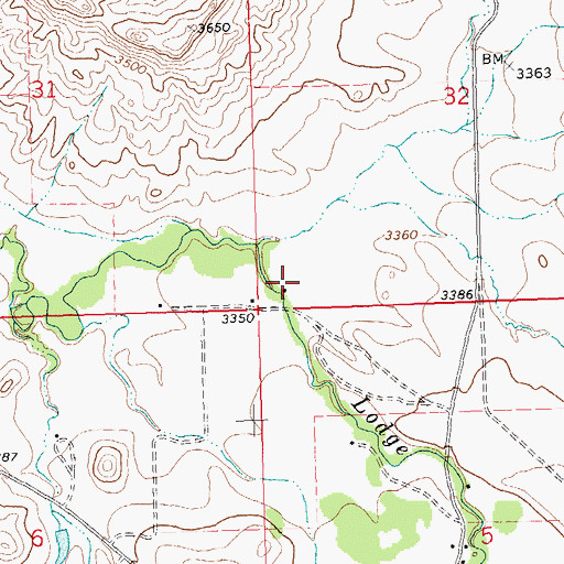 Topographic Map of 27N25E32CCC_01 Well, MT