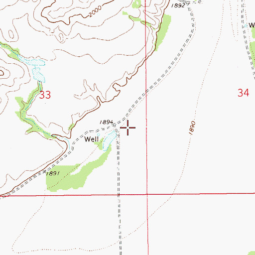 Topographic Map of 27N58E33DA__01 Well, MT