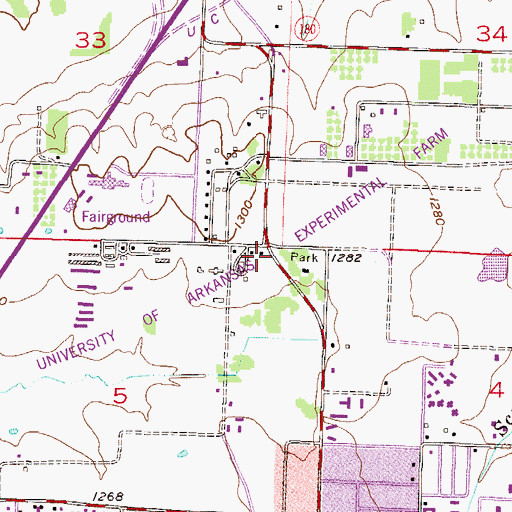 Topographic Map of University of Arkansas Experimental Farm, AR