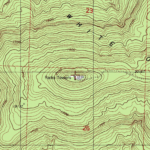 Topographic Map of White Oak Lookout Tower, AR