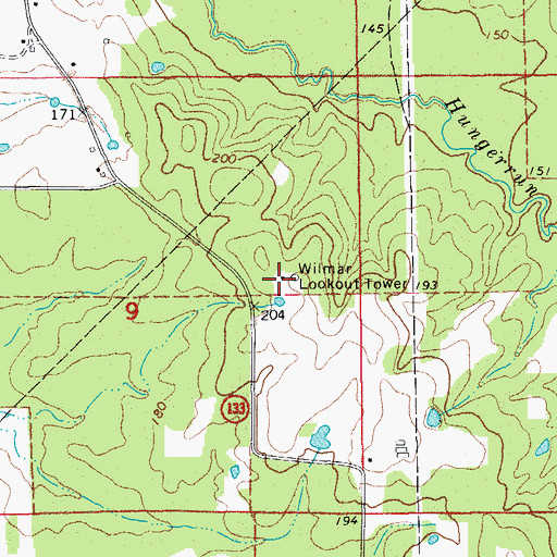 Topographic Map of Wilmar Lookout Tower, AR