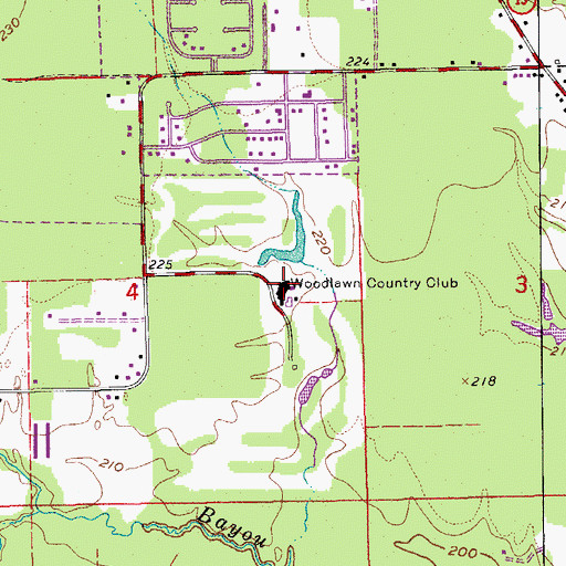 Topographic Map of Woodlawn Country Club, AR