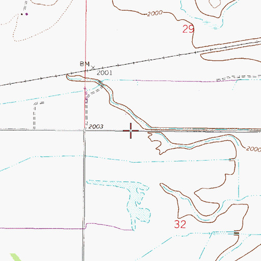 Topographic Map of 27N46E32BBA_01 Well, MT