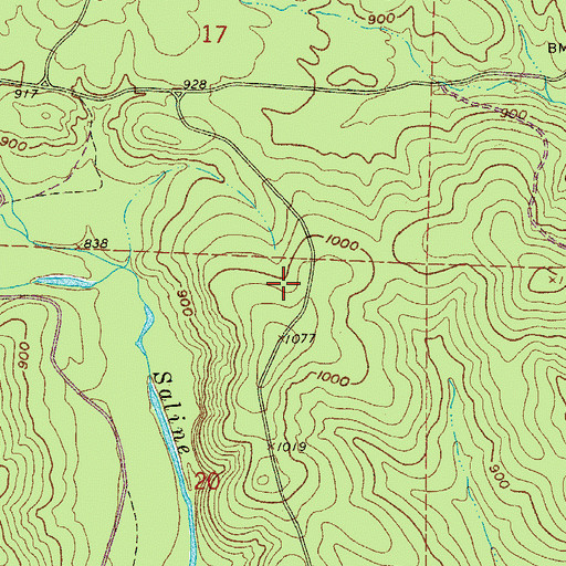 Topographic Map of Lake Winona Research Natural Area, AR