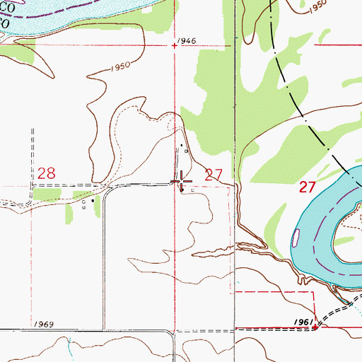 Topographic Map of 27N51E27CBBB01 Well, MT