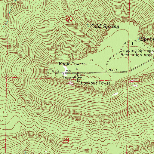 Topographic Map of Magazine Lookout Tower, AR
