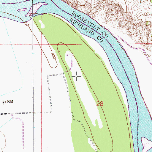 Topographic Map of 27N57E28BDA_01 Well, MT