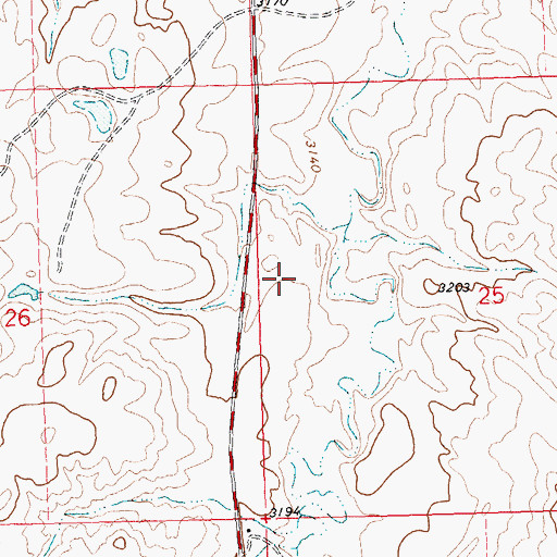 Topographic Map of 27N23E25BCCD01 Well, MT