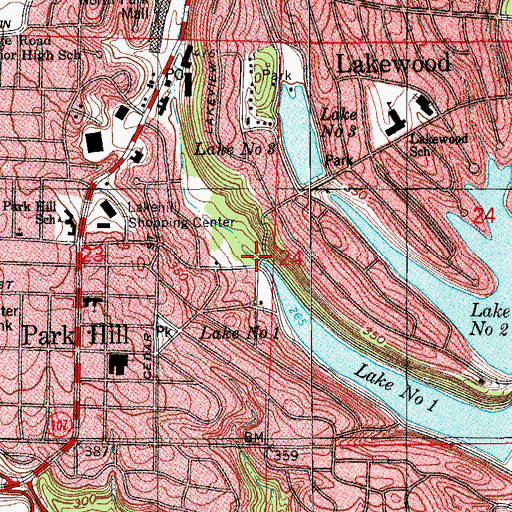 Topographic Map of Lake Number 1 Bridge, AR