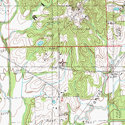 Topographic Map of Blooming Grove Cemetery, AR