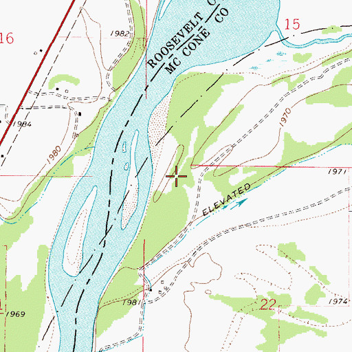 Topographic Map of 27N48E22BB__01 Well, MT