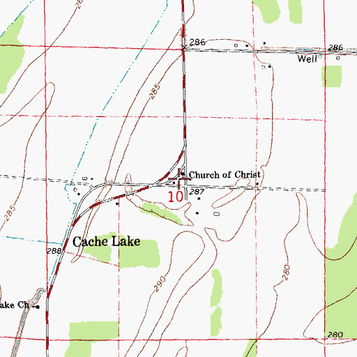 Topographic Map of Cache Lake School (historical), AR