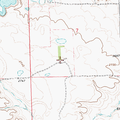 Topographic Map of 27N27E07CDAB01 Well, MT
