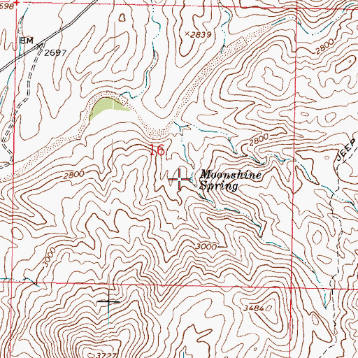 Topographic Map of Moonshine Spring, AZ