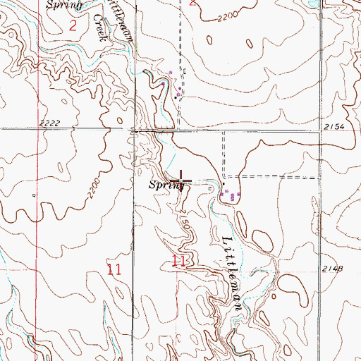 Topographic Map of 27N46E11ABCB01 Spring, MT