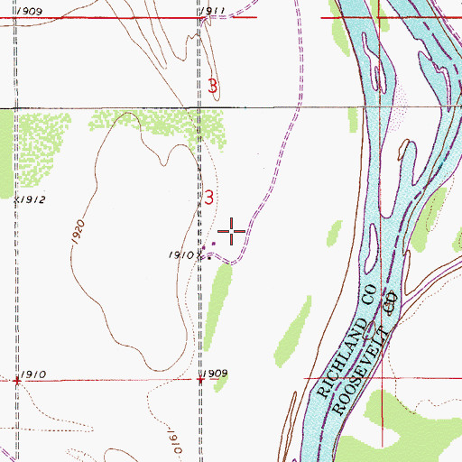 Topographic Map of 27N55E03DB__01 Well, MT