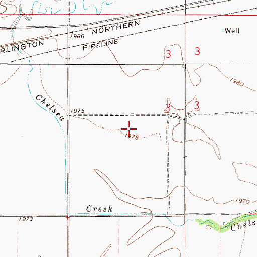 Topographic Map of 27N49E03CA__01 Well, MT