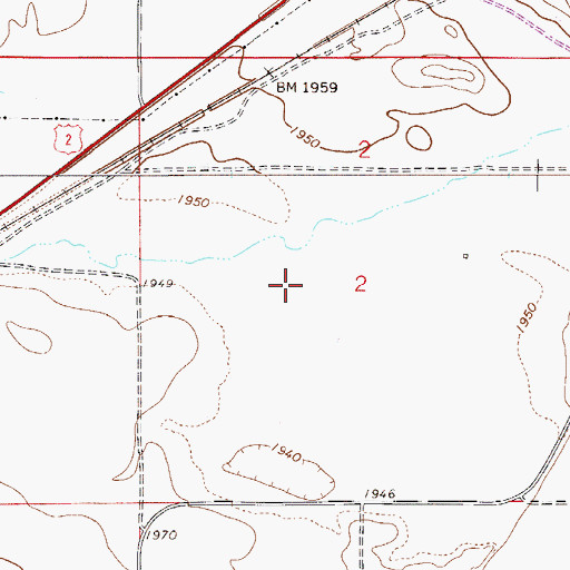 Topographic Map of 27N52E02CA__01 Well, MT