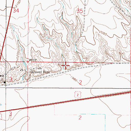 Topographic Map of 27N48E02BA__01 Well, MT