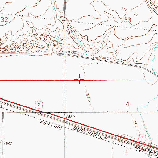 Topographic Map of 27N50E04BB__01 Well, MT