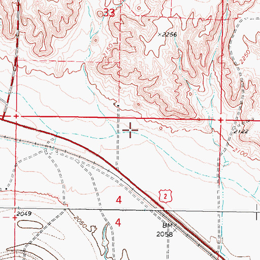 Topographic Map of 27N42E04ABBA01 Well, MT