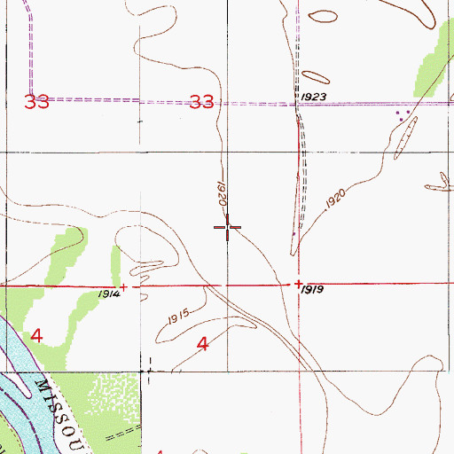 Topographic Map of 28N54E33DD__01 Well, MT