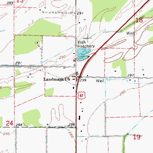 Topographic Map of New Church (historical), AR