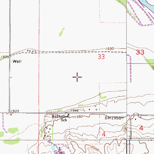 Topographic Map of 28N53E33CD__02 Well, MT