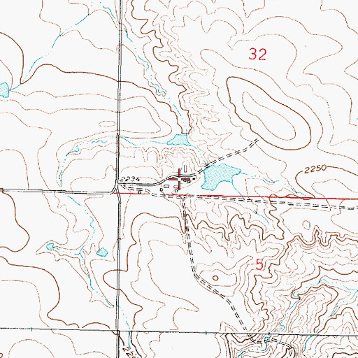 Topographic Map of 28N39E32CCDD01 Well, MT