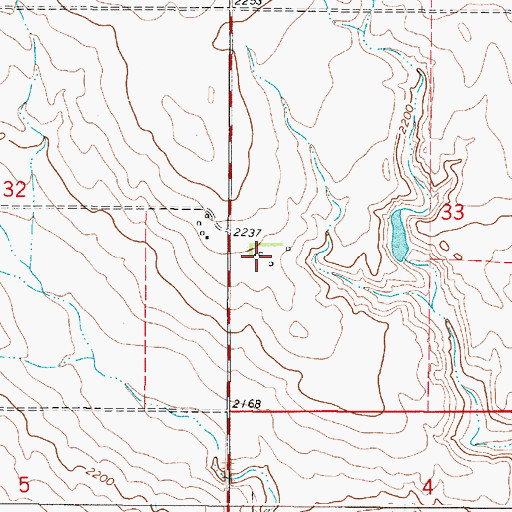Topographic Map of 28N47E33CBCA01 Well, MT