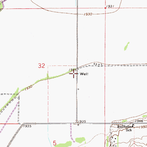 Topographic Map of 28N53E32DABC01 Well, MT