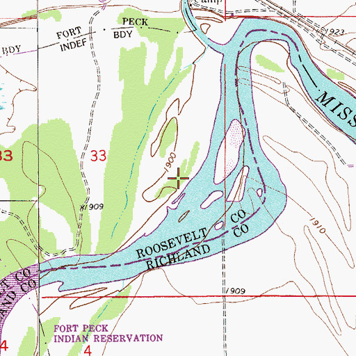 Topographic Map of 28N55E33DA__01 Well, MT